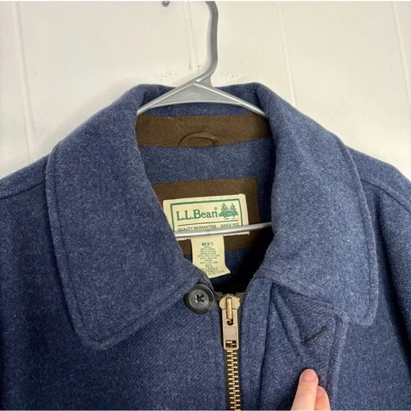 L.L. Bean Maine Guide Parka Men's Wool 0BMH7 Long Sleeve Blue Lined Collar $320 - Picture 6 of 12